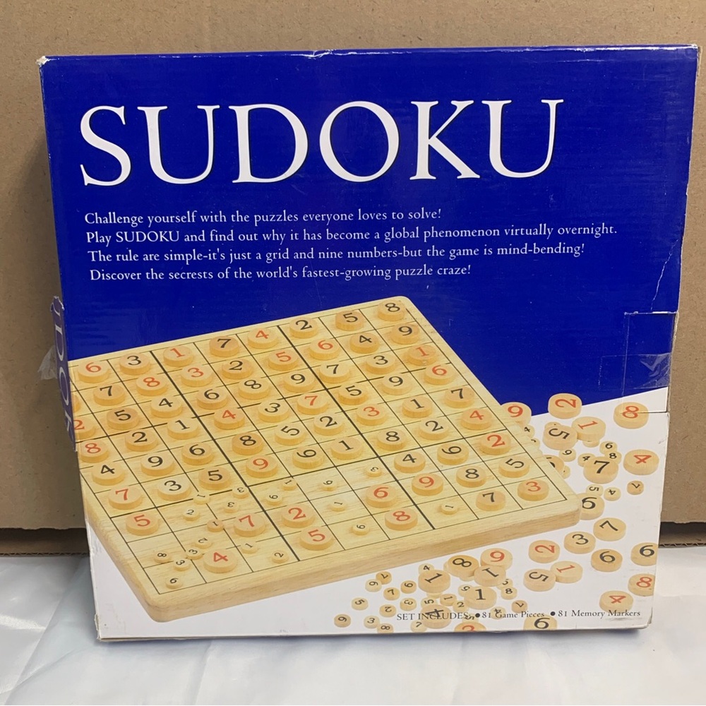 Wooden Sudoku Board Game Set COMPLETE 9 Grid Memory Markers Wood Deluxe EUC